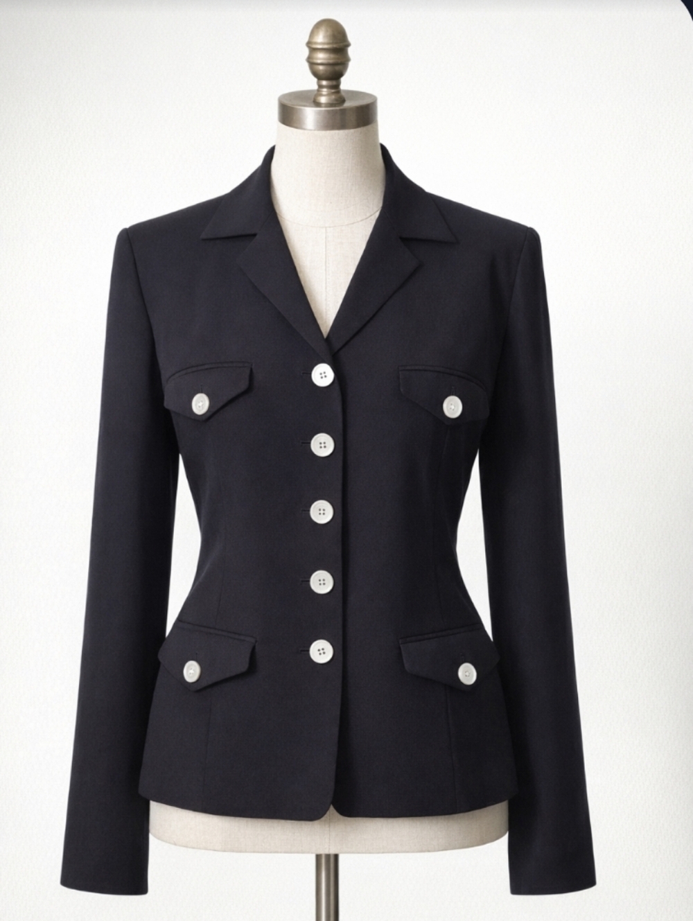 Vintage Ralph Lauren Black Silk Blazer – Size 12